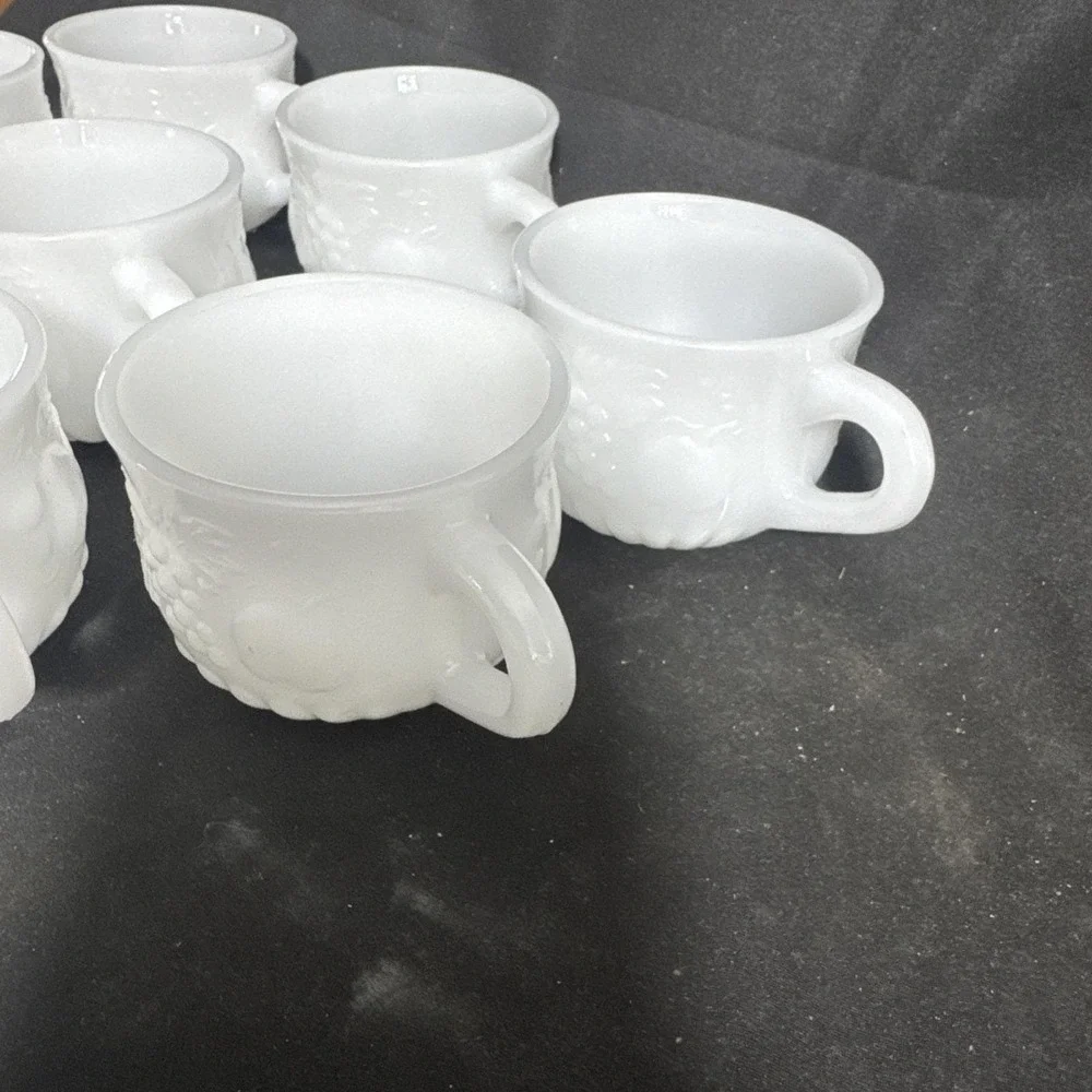 Milk Glass Punch Cups Set Of 10 Jeanette Glass Grapes